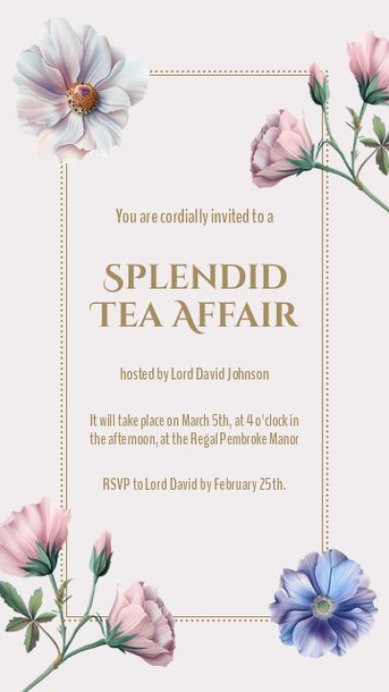 Instagram Story Video Maker for Tea Event Inspired by a Historical Romance TV Series
