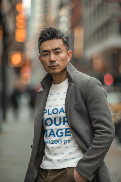 AI-Created Mockup of a Man Wearing a T-Shirt Under a Blazer for an Old Money Look