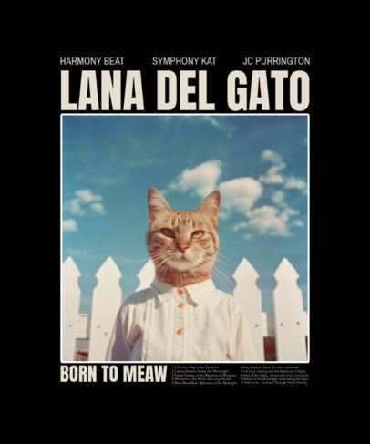 T-Shirt Design Maker Featuring an AI-Generated Cat Illustration Inspired by a Singer