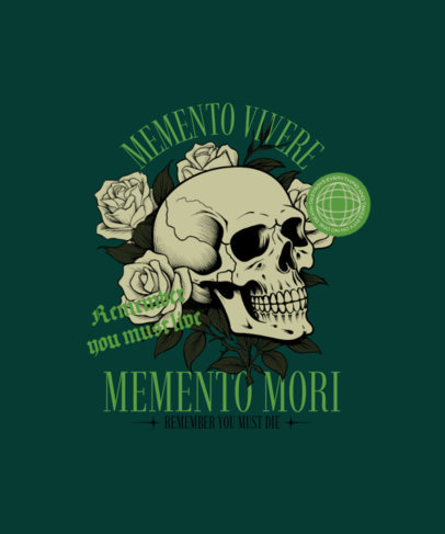 T-Shirt Design Template Featuring a Skull Illustration and a Wisdom Quote 6652a