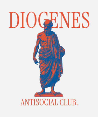 T-Shirt Design Template Featuring a Greek-Themed Graphic and a Philosopher's Name