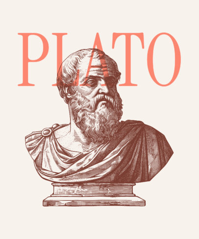 Plato-Themed T-Shirt Design Maker Featuring an Illustrated Philosopher's Head 6650e