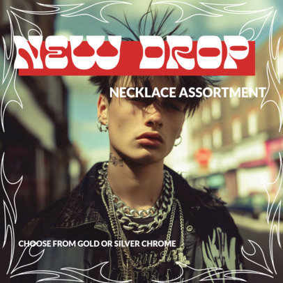 Instagram Post Template for a New Necklace Drop Sale  6662c