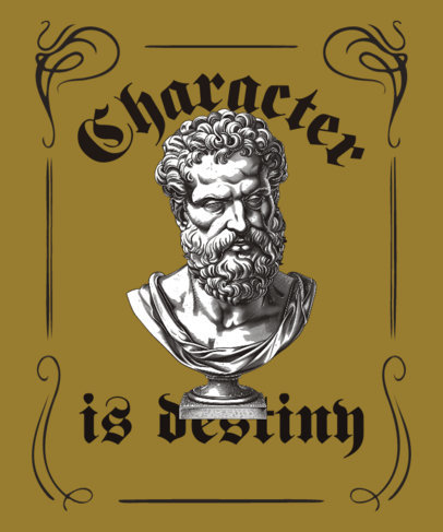 T-Shirt Design Maker Featuring an Illustrated Philosopher's Bust with a Phrase
