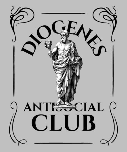 T-Shirt Design Template Featuring an Illustrated Statue of Diogenes 4325 6654