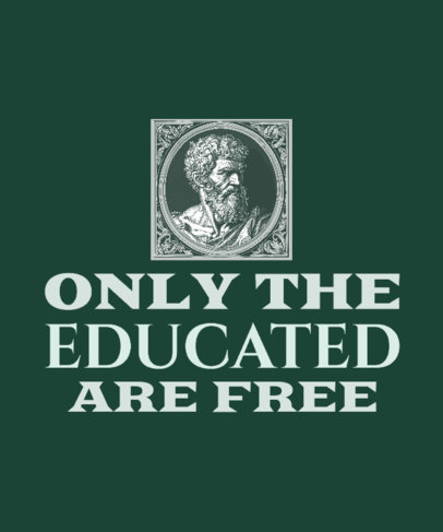 T-Shirt Design Generator Featuring a Greek Philosopher Illustration and a Phrase