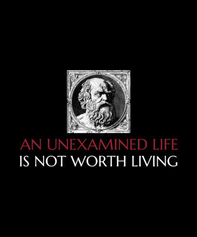 T-Shirt Design Creator Featuring a Quote and an Illustration of Socrates