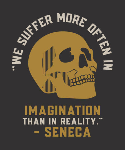 T-Shirt Design Template with a Skull and a Quote by a Philosopher