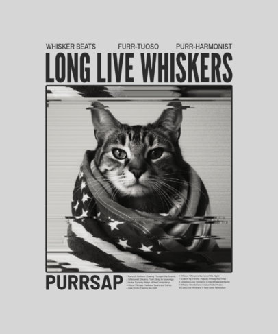 T-Shirt Design Generator Featuring a Rapper-Inspired Cat Created by AI