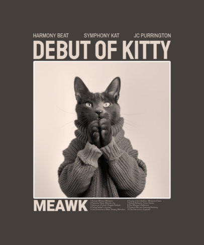 T-Shirt Design Maker Featuring a Funny Cat Inspired by a Musician