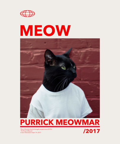 Parody T-Shirt Design Template Featuring a Cat Against a Brick Wall Inspired by a Rapper ed7034e