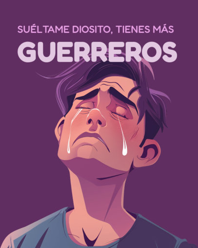 Instagram Post Maker Featuring a Crying Man and a Funny Warrior Quote 6690a