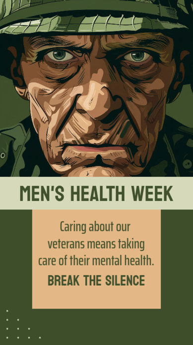 Instagram Story Creator with an Illustrated Veteran for Men's Health Week