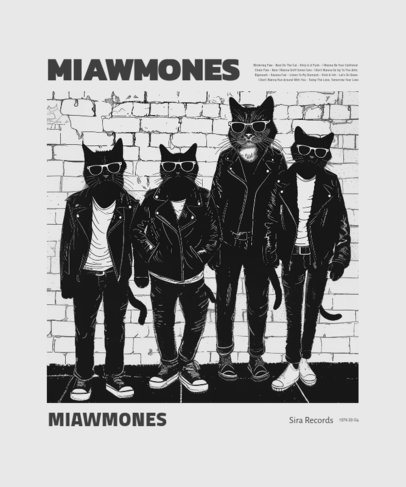 T-Shirt Design Creator Featuring Illustrated Cats Inspired by a Music Album