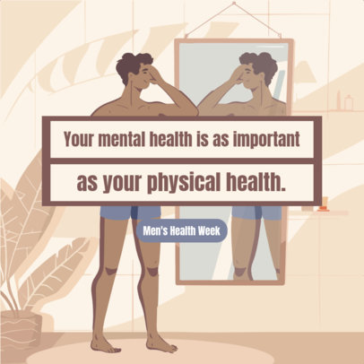 Illustrated Instagram Post Creator Featuring a Men's Mental Health Week Layout