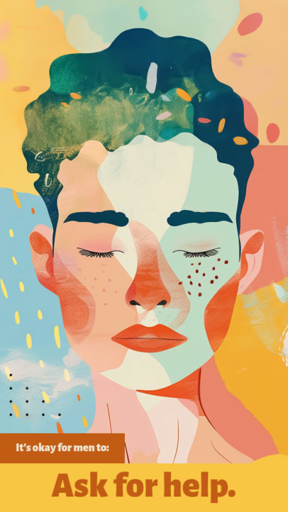 Instagram Story Maker for Men's Health Week with an Artsy Face Illustration 6123 6658