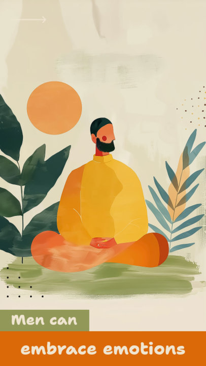 Instagram Story Maker with a Meditating Man Painting for Mental Health Week 6123 6658