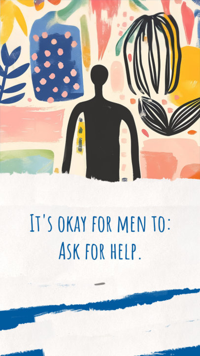 Instagram Story Generator with an Illustrated Painting and a Quote for Men's Health Week