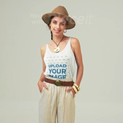 Tank Top Video Featuring a Smiling Woman With a Boho-Styled Look
