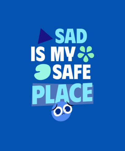T-Shirt Design Template Featuring a Sad-Themed Graphic Inspired by an Emotions Film Character 6560c