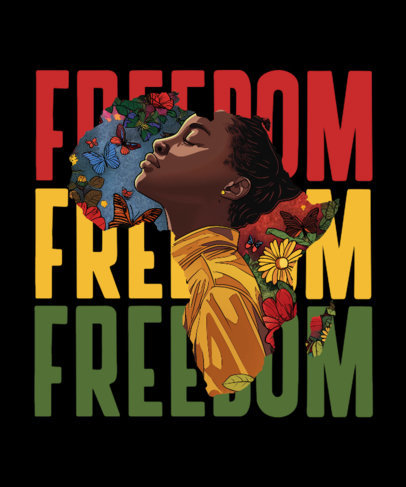 Cause T-Shirt Design Template With a Powerful Illustration for Juneteenth