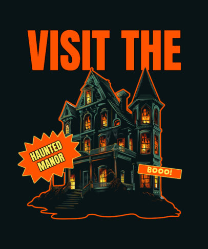T-Shirt Design Creator for Amusement Park Enthusiasts With a Haunted Manor Graphic 6674b