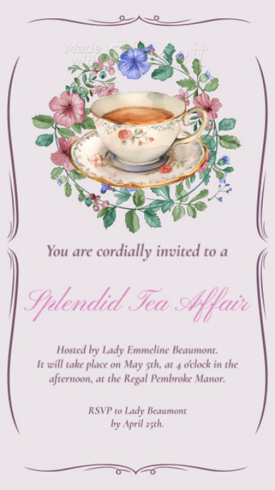 Historical Romance Instagram Story Video Creator With a Fancy Tea Event