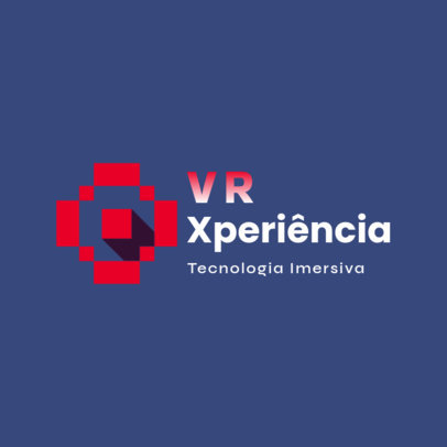 Immersive Technology Logo Template Featuring an Abstract Retro Icon 6575l
