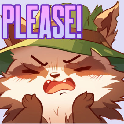 Avatar Design Template with an Illustrated Raccoon Inspired by a Battle Arena Game