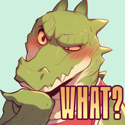 Avatar Design Template Featuring a Confused Dragon Illustration with a Chibi Anime Style