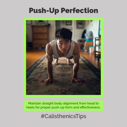 Instagram Post Template with an Athlete's Picture and a Calisthenics Tip 2442 6687