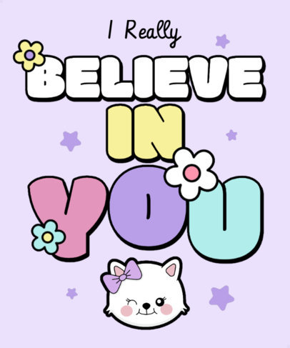 T-Shirt Design Maker with a Motivational Quote and a White Kitty-Inspired Illustration 6707
