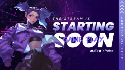 Twitch Screen Maker with an Illustrated Character and a Starting Soon Message ed7067