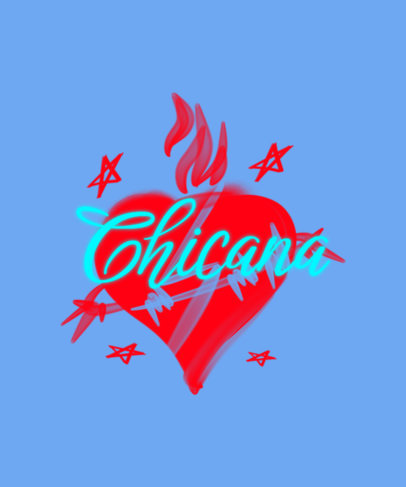 T-Shirt Design Generator Featuring an Airbrushed Heart in Flames  6671b