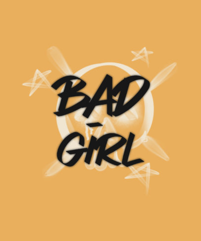 T-Shirt Design Generator Featuring a Quote for Bad Girls with an Airbrushed Skull 6671f