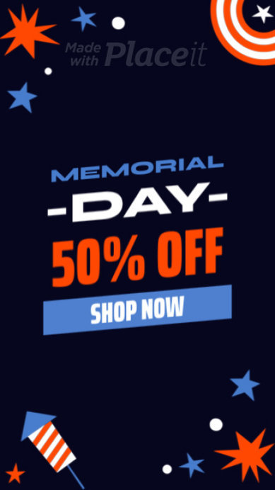 Instagram Story Video Generator to Promote Big Discount for Memorial Day