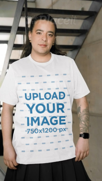 Video of a Serious Person Wearing Bella Canvas Round-Neck T-Shirt