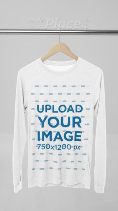 Video of a Bella Canvas Long-Sleeve Tee Hanging on a Steel