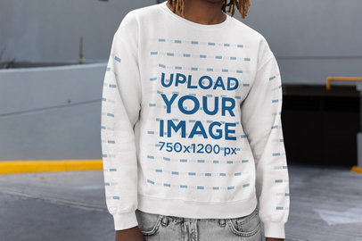 Hip Hop-Inspired Mockup of a Man Wearing a Gildan Sweatshirt with Customizable Sleeves m39919