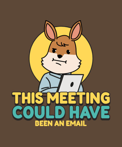 Office-Inspired T-Shirt Design Template with an Illustrated Animal and a Funny Quote
