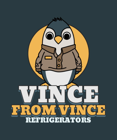 Office-Inspired T-Shirt Design Template Featuring an Illustrated Penguin with a Phrase