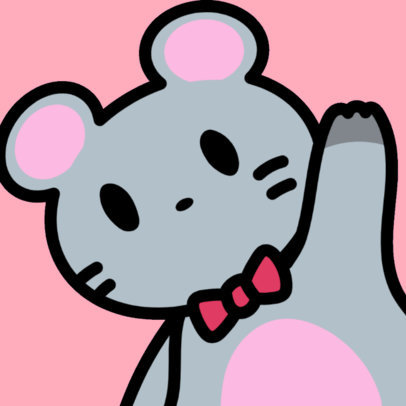 Girly Emote Template Featuring a White Kitty-Inspired Mouse Graphic 6710g