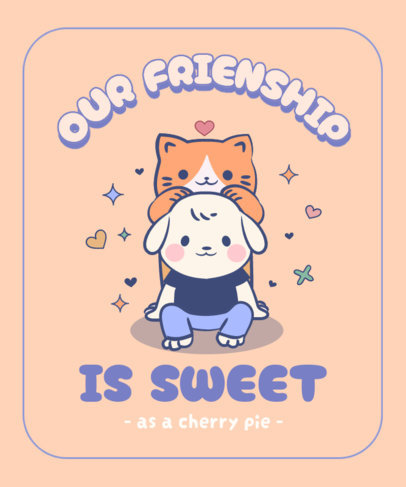 T-Shirt Design Template Featuring a Girly Aesthetic and a White Kitty Theme