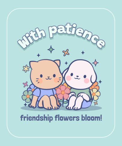 White Kitty T-Shirt Design Creator Featuring a Friendship Quote