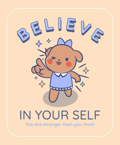 Girly T-Shirt Design Template With a Character Inspired by White Kitty