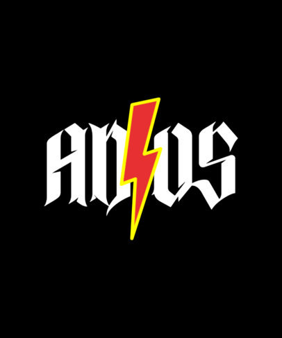 T-Shirt Design Generator Featuring an Illustrated Bolt and Text Inspired by a Rock Band