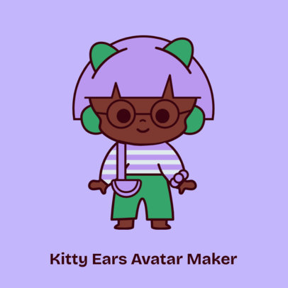 Avatar Design Template Inspired by White Kitty with a Cute Girl Illustration