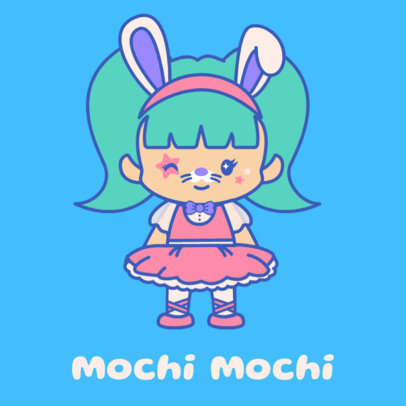 White Kitty-Inspired Avatar Design Template with a Cute Illustrated Girl 