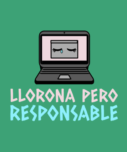 T-Shirt Design Generator Featuring a Laptop with a Crying Screen 6715a