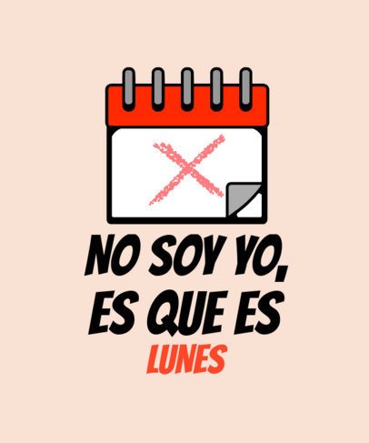 T-Shirt Design Maker Featuring a Calendar Illustration with a Monday Quote 6715d